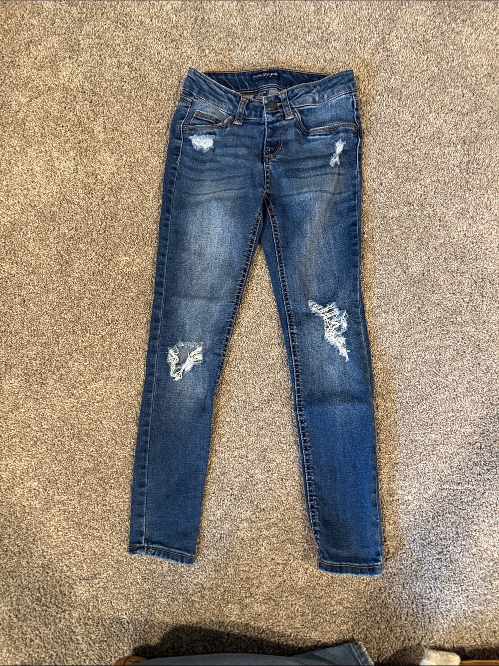 Imperial Star Dark Blue Distressed Skinny Jeans